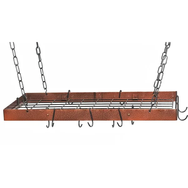 Rogar Gourmet Rectangle Pot Rack with Grid, Hammered Copper & Black