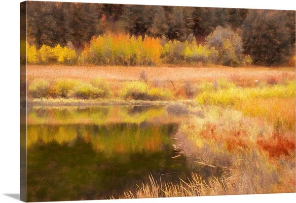 Autumn Pond - Canvas Wall Art, 24x16, Great Big Canvas