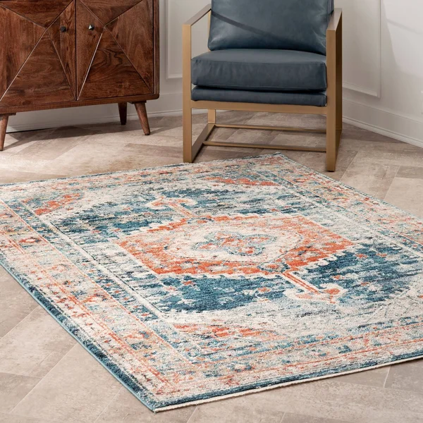 nuLOOM Harley Barbed Mast Medallion Rug - Blue, 4x6 ft