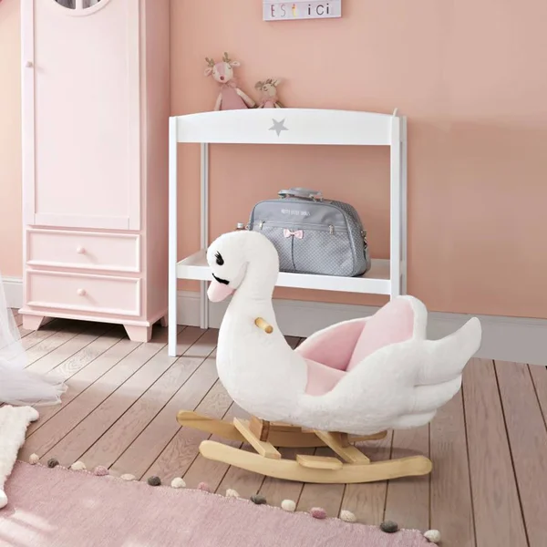 Qaba Plush Kids Ride on Rocking Horse Swan Style Toy
