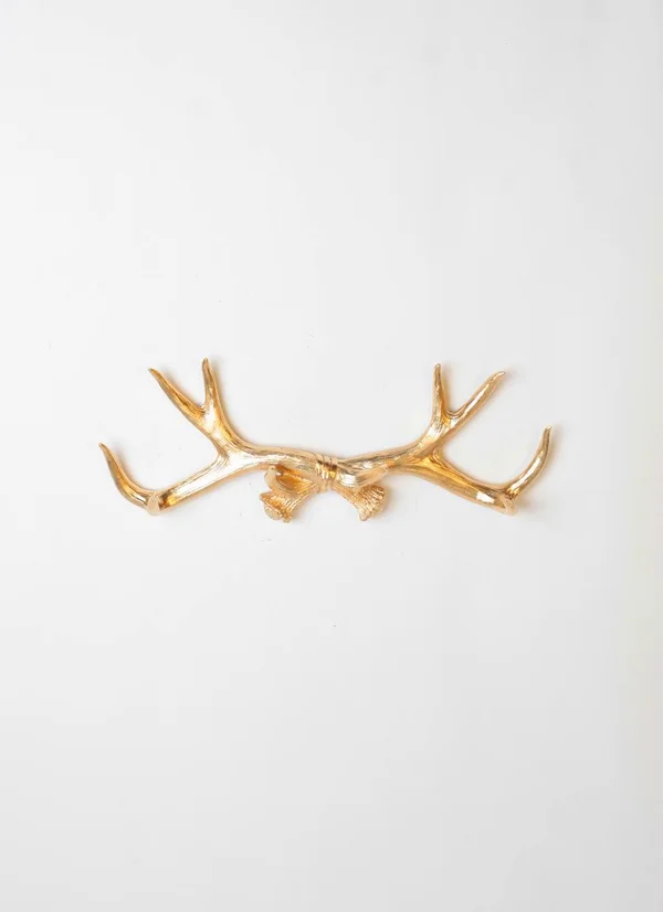 Gold Faux Antler Wall Rack, Deer Antler Hook, Gold Resin Antlers