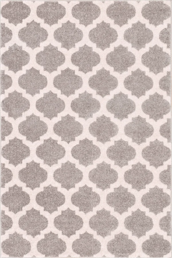 Well Woven Mystic Zoe Modern Trellis Grey 7'10 inch x 9'10 inch Area Rug - Gray