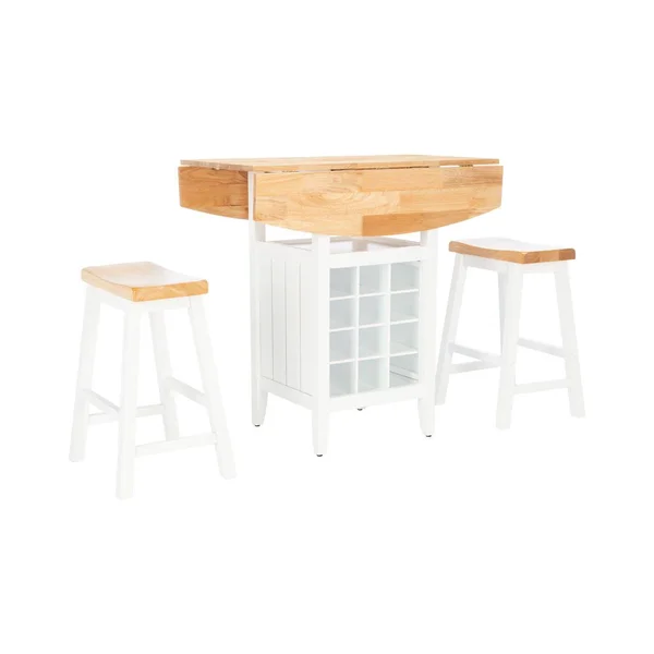 Safavieh Emeric 3 PC Set Drop Leaf Pub Table - Natural, White