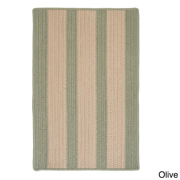 Light House Natural Stripe Reversible Outdoor Rug - 8& x 10& - Olive