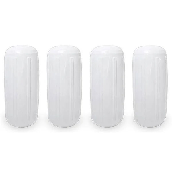 Center Hole Ribbed Boat Pontoon Fender 6x22 x 15x22 4pcs Inflatable Vinyl Mooring Bumpers Guard Dock Docking - White