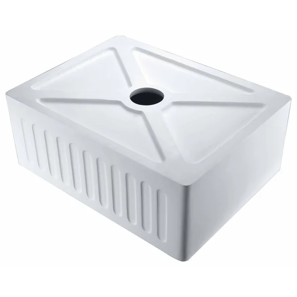 Anzzi K-AZ221-1A Roine Farmhouse Reversible Apron Front Man Made Stone 24 in. Single Basin Kitchen Sink in White