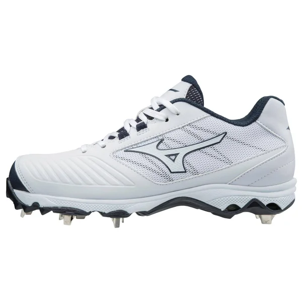 Mizuno - 9-Spike Advanced Sweep 4 Low Women's Metal Softball Cleat, White-Navy, Size 6