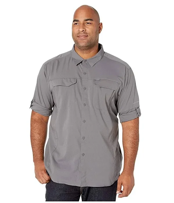 Columbia Big and Tall Silver Ridge Lite Long Sleeve Shirt Men's Long Sleeve Button Up City Grey : 1x