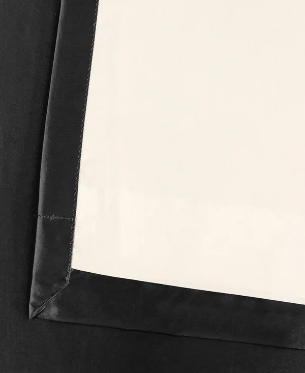 Solid Faux Silk Taffeta Jet Black Curtain Panel