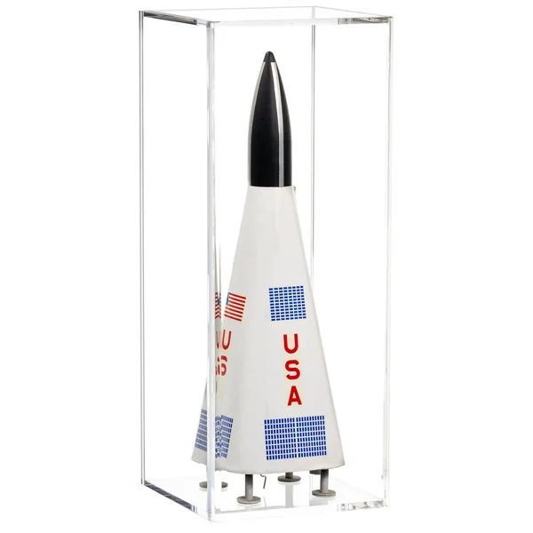 Model Airplane - Car, Rocket, Train Display Case Rocket, 6 x 6 x 15, Clear Back (Table Top)
