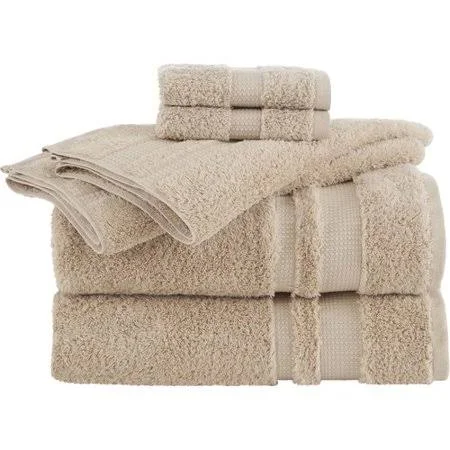 Casswell 6 Piece 100% Cotton Towel Set Eider & Ivory Color: Sand