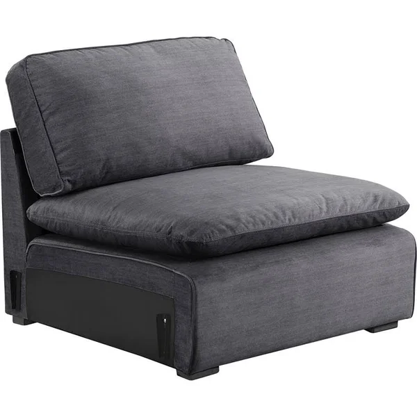 Click Decor Modular Fabric Armless Sofa Chair in Charcoal