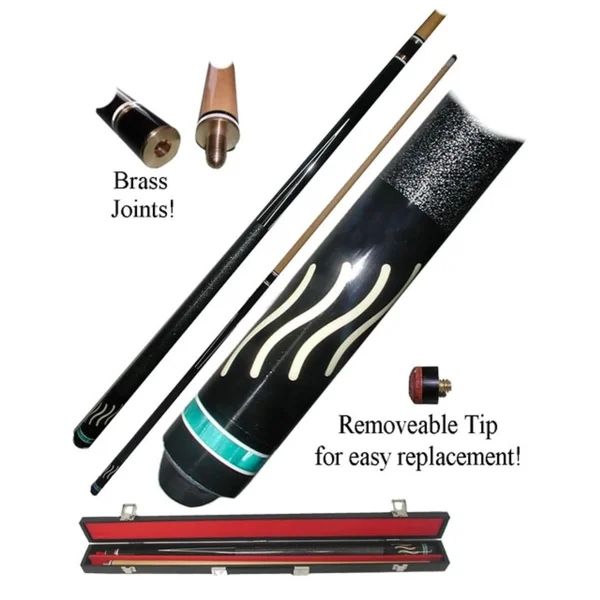 Black Wave Designer Billiard Pool Cue Stick with Case
