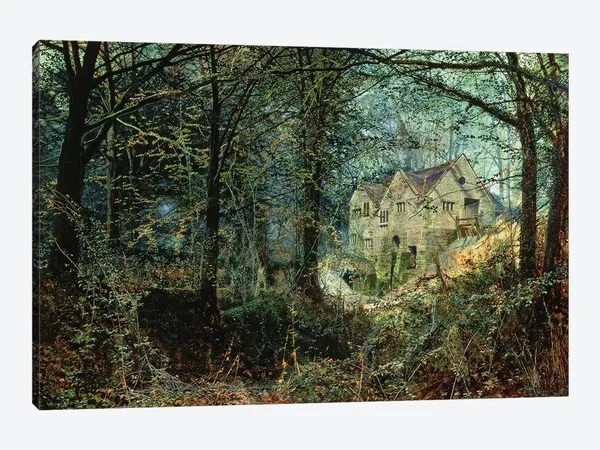 John Atkinson Grimshaw Canvas Wall Decor Prints - Autumn Glory: The Old Mill, 1869 Style > Oil Painting art)