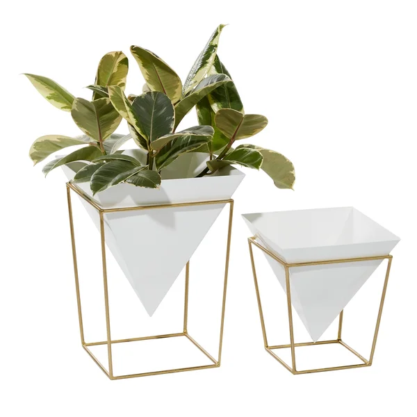 CosmoLiving by Cosmopolitan Contemporary Metal Planter Multi Colored Set of 2