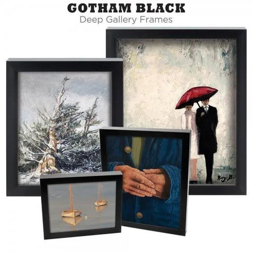 Gotham Deep Gallery Frames Set of 3 Professional Made to Order No Glass/Backing - Size: 18 inch x 36 inch, Black