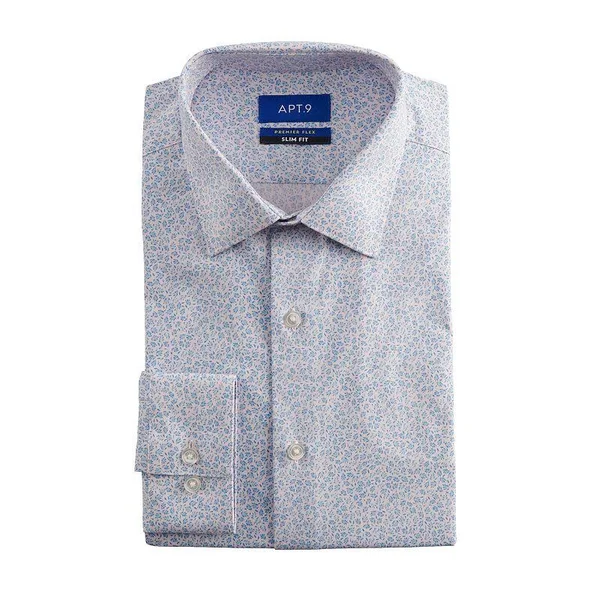 Men's Apt. 9 Premier Flex Slim-Fit Spread-Collar Dress Shirt, Size: Large-36/37, Brt Pink