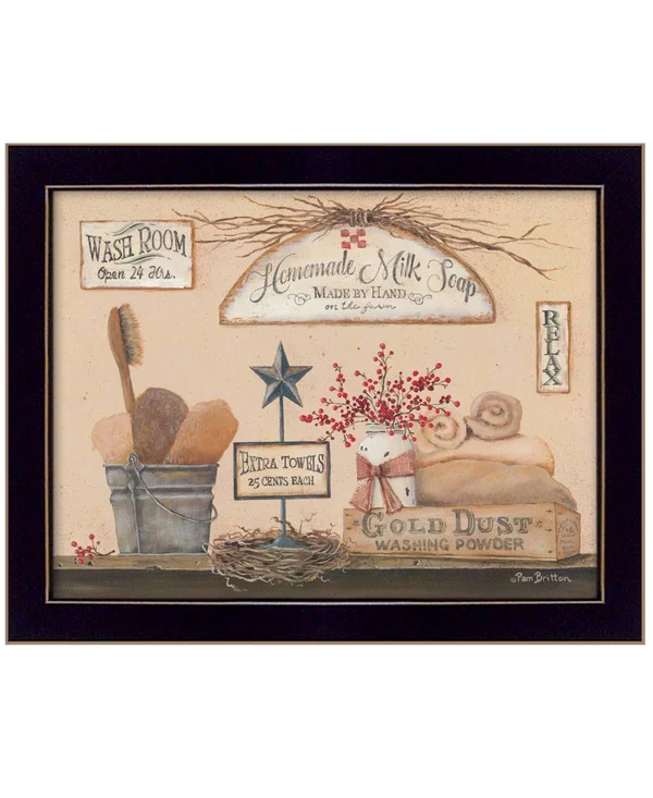 TrendyDecor4U Wash Room by Pam Britton Printed Wall Art BR413-712