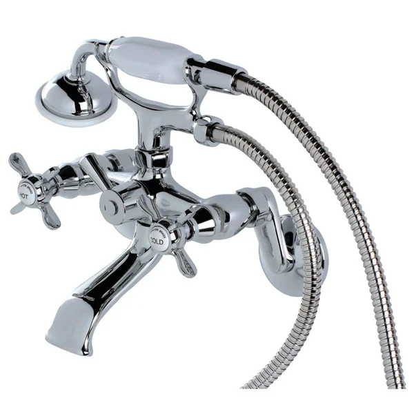 Kingston Brass KS286PN Essex Wall Mount Clawfoot Tub Faucet with Hand Shower - Polished Nickel