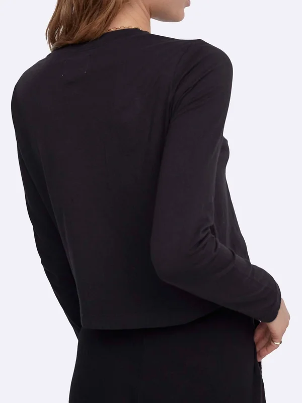 Organic Cotton Long Sleeve Crop Tee Jet Black - M