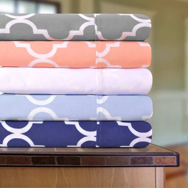 Superior 300 Thread Count Deep Pocket Trellis Cotton Sheet Set - Twin XL - White