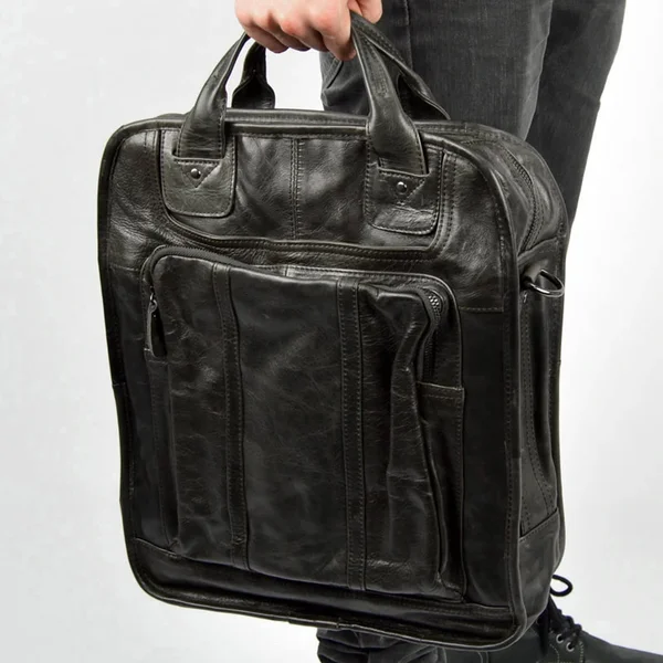 Shiver Olive Green Leather Backpack - Delton Bags - Men