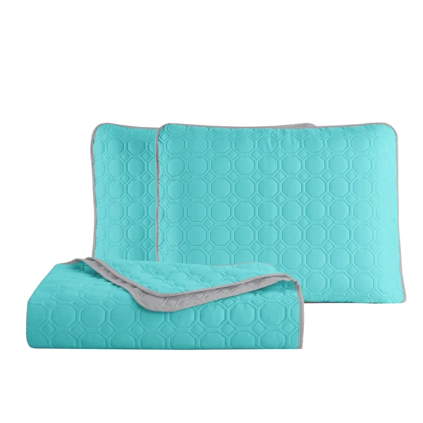 MHF Home Bethany Reversible 3-Piece Quilt Set, Size: King, Green