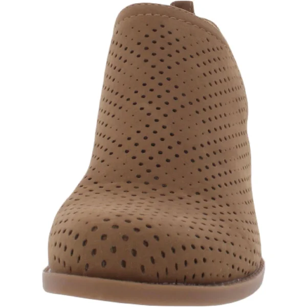Baretraps Rizzo Womens Suede Block Heel Ankle Boots - Cognac