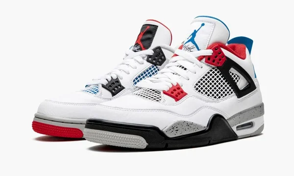 Nike Air Jordan 4 Retro SE “What The” Sneakers - White/Fire Red/Tech Grey/Military Blue - 12.5