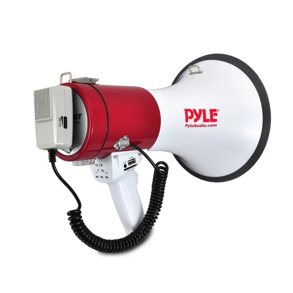 Pyle Megaphone Speaker PA Bullhorn with Built-in Siren - 50 Watts Adjustable