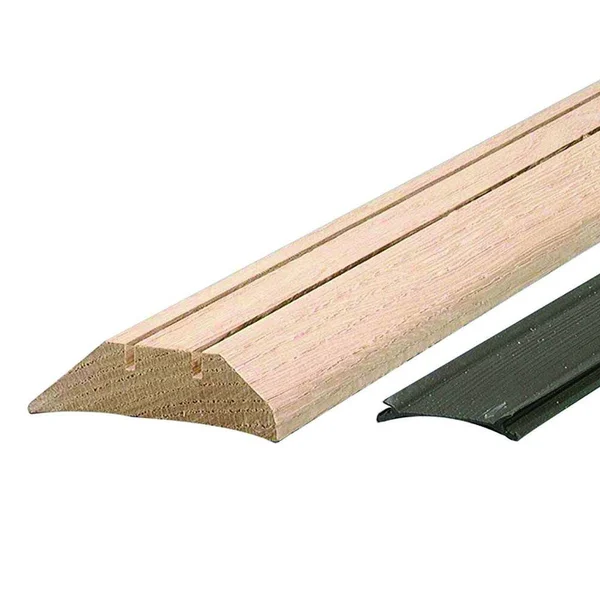 M-D Building Products Low 3-1/2 in. x 63 in. Unfinished Hardwood Threshold with Flexible Vinyl Seal, Tan