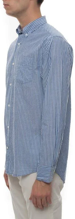 Gant Regular Fit Tech Prep Stripe Seersucker Shirt - Blue (S)