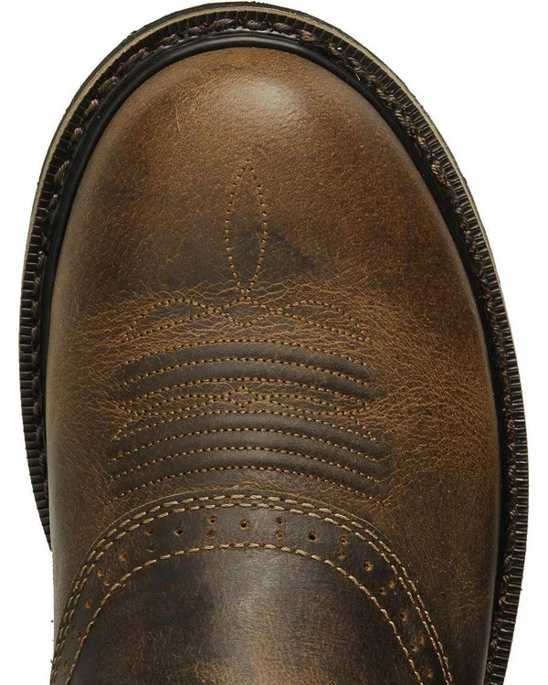 Justin Men's 11x22 Waxy Brown Stampede Work Boots WK4660 - 9.5 EE