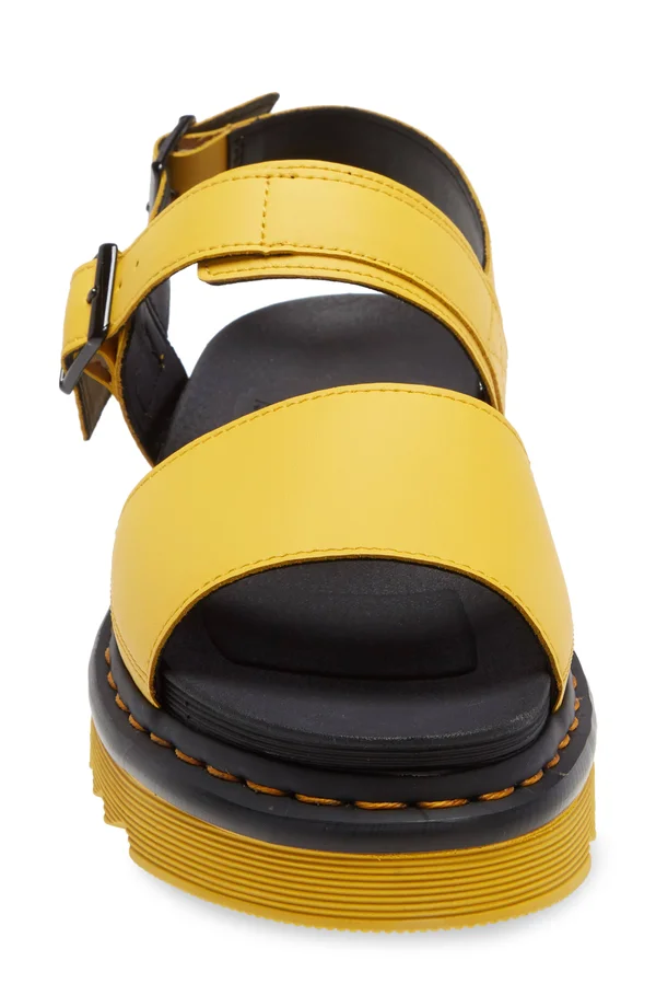 Dr. Martens, Voss Women's Leather Strap Sandals in DMS Yellow, Size 5