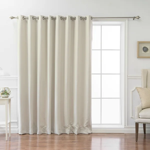 Aurora Home Wide Fire-Retardant Grommet 84-inch Blackout Curtain Panel - 100x22W x 84x22L - Biscuit