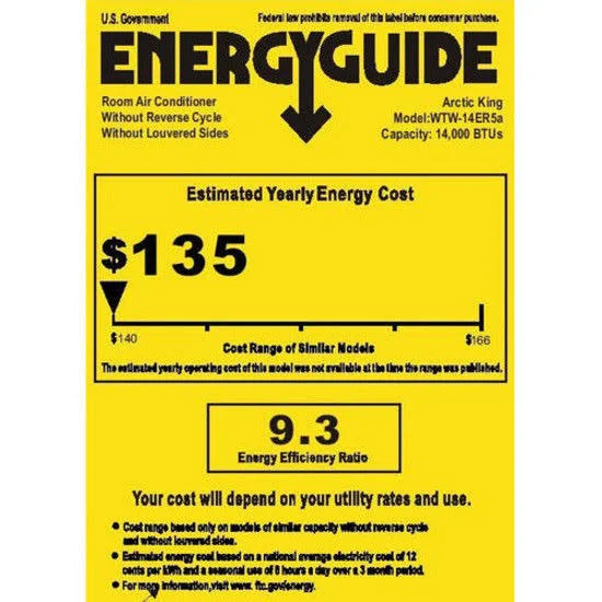 Arctic King 14, 000 BTU Through-the-Wall 230V Air Conditioner Cool & H