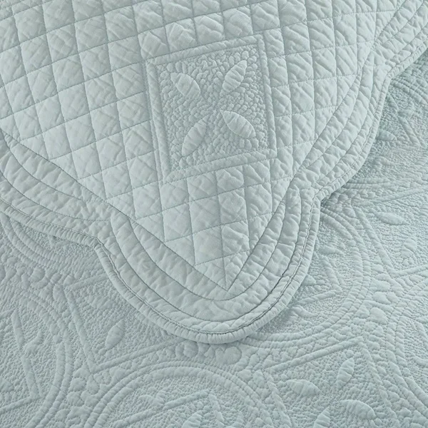 Calla Angel E6-UBOU-XBZ2 Sage Garden Light Aqua Euro Luxury Pure Cotton Quilted Pillow Sham