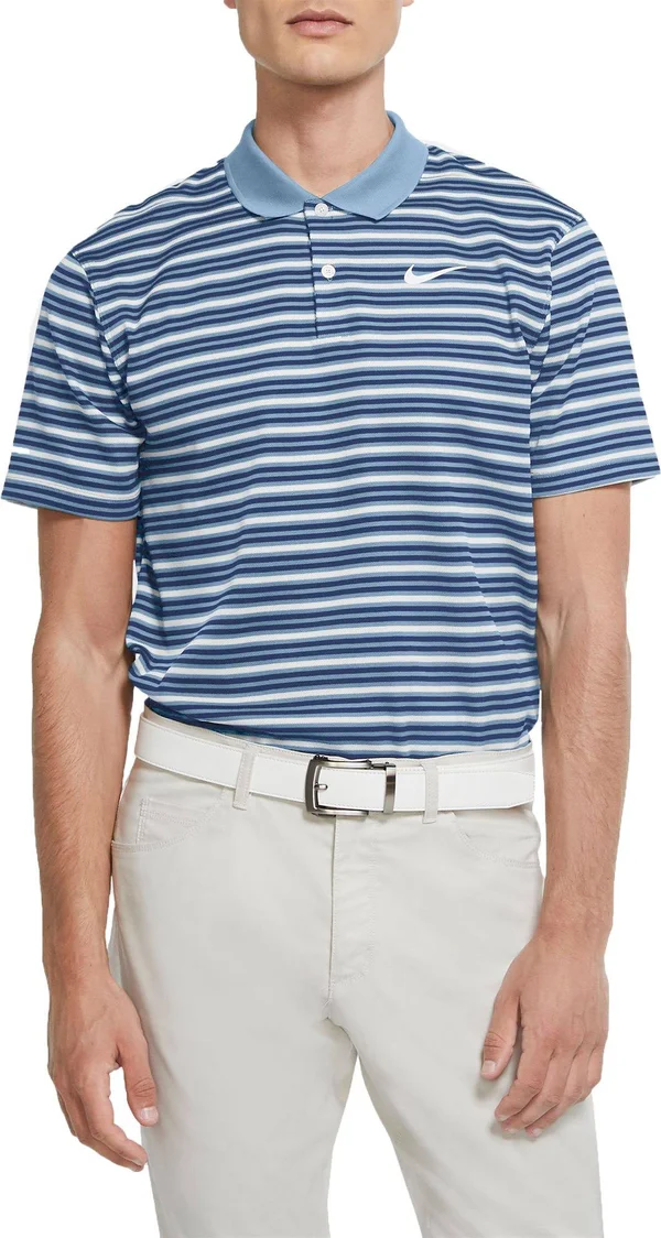 Nike Men's Dri-Fit Victory Striped Golf Polo - Medium, Blue