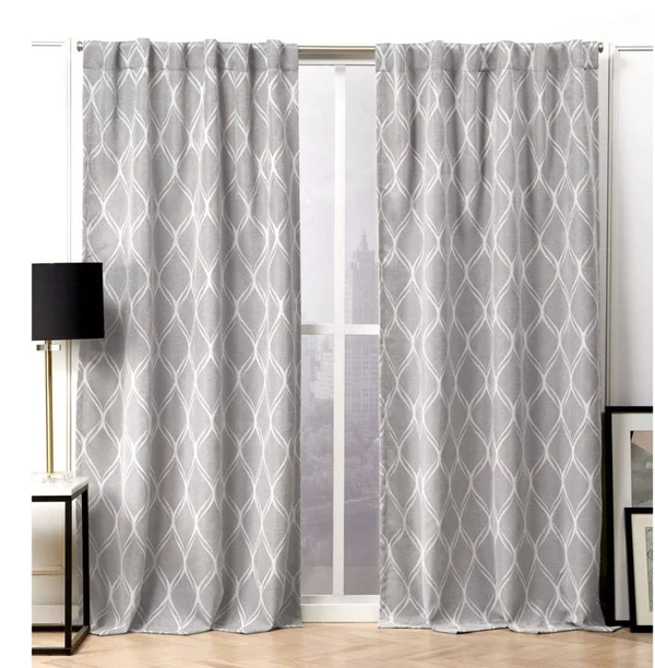 Nicole Miller Circuit Hidden Tab Top Curtain Panel Pair - Size: 52 x 96, Gray
