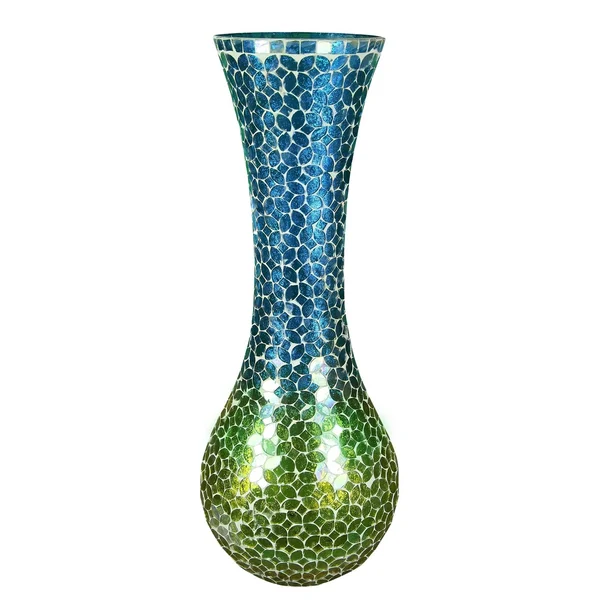 Saltoro Sherpi Enchanting Mosaic Patterned Glass Vase - Blue and Green