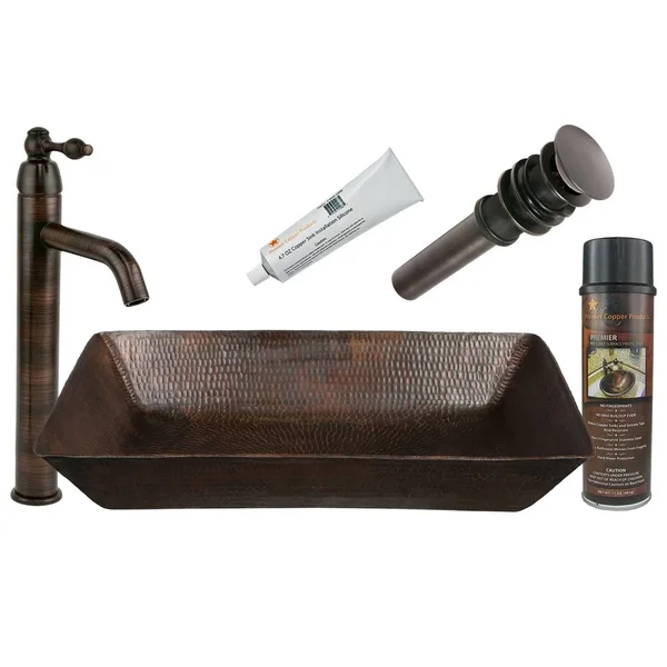 Premier Copper Products - BSP1_VREC2014DB Vessel Sink, Faucet and Accessories Package