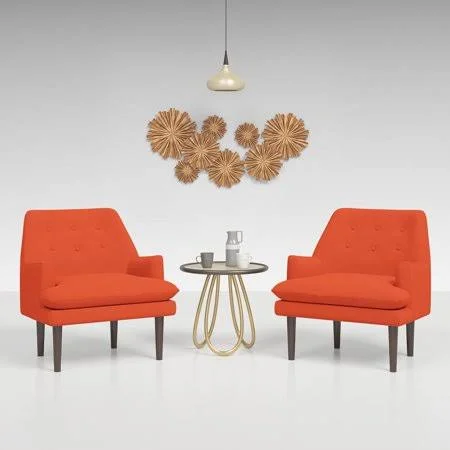 Justroomy Mid-Century Modern Fabric Arm Chairs for Living Room, Set of 2 Mid-Century Modern Accent Chairs Upholstered Side Chair