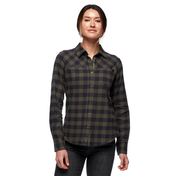 Black Diamond Women's Spotter LS Flannel Shirt - Xs - Tundra - Carbon Plaid