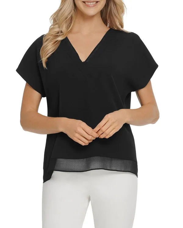 Dkny V-Neck Top Black