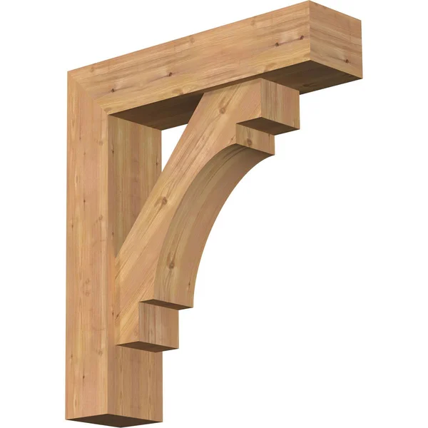Ekena Millwork 1463187 7 1/2x22W x 30x22D x 34x22H Merced Block Smooth Bracket w/ Offset Brace - Western Red Cedar