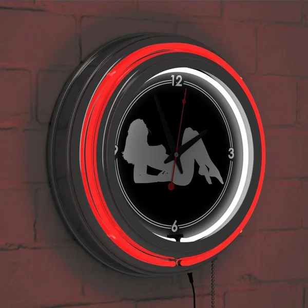 Shadow Babes - A Series - Clock w/ Two Neon Rings - Red
