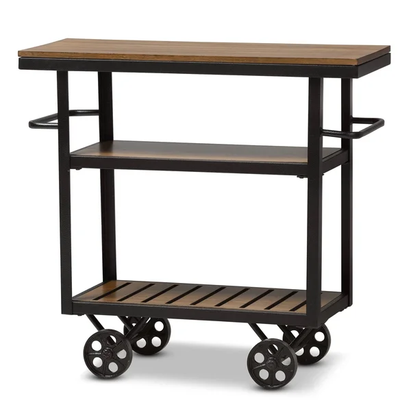Carbon Loft Berliner Industrial Black/ Brown Cart (Brown - Metal/Wood)