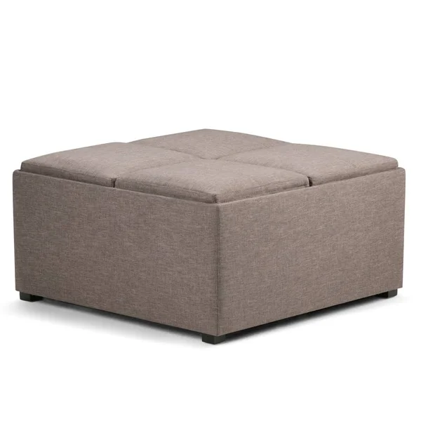 Wyndenhall Franklin 35 inch Wide Contemporary Square Table Ottoman (Tanners Brown)