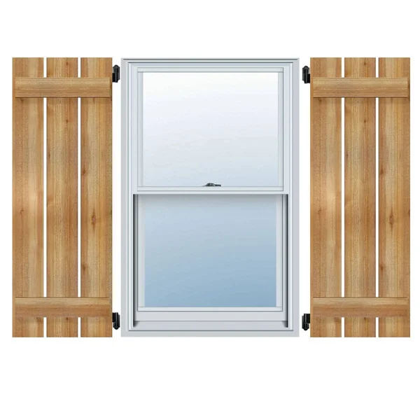 Ekena Millwork RBS06S17X049RWR 17 1/8x22W x 49x22H TimberCraft Three 5 3/8x22 Boards Spaced Board-n-Batten Shutters, Rough Sawn