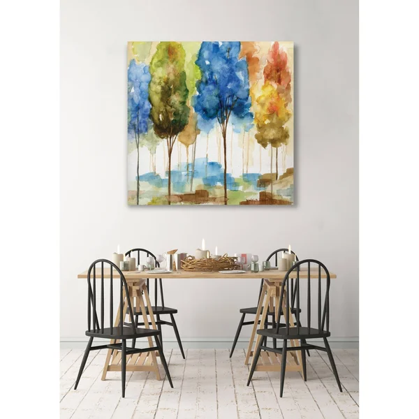 Wexford Home Magical Forest II -Gallery Wrapped Canvas - Yellow - Blue, Green, Red, Black, White 24x24, Size: 24 x 24